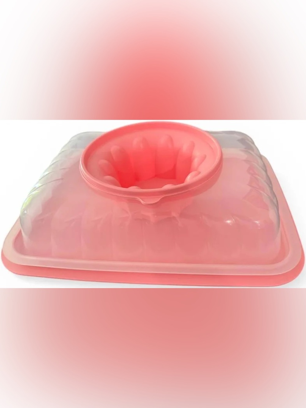 Tupperware Pink Silicone Bundt Mold with Dome Lid